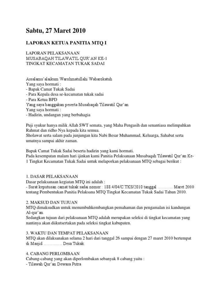 Laporan Panitia Mtq