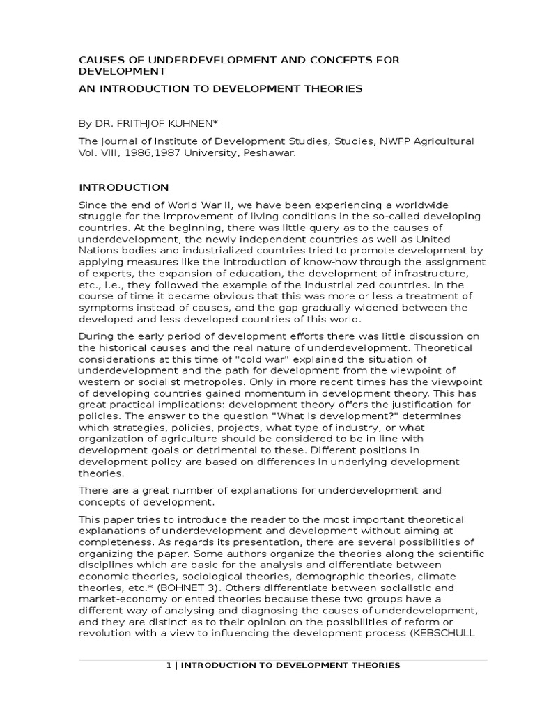 Causes of Underdevelopment and Concepts For Development | PDF ...
