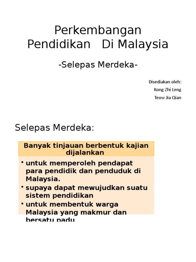 Nota Perkembangan Pendidikan Di Malaysia Selepas Merdeka Pdf