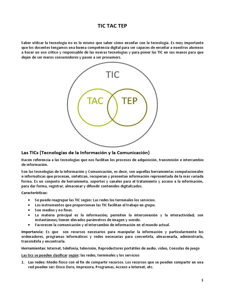 TIC, TAC y TEP en Educación Actual | PDF | Tecnología de información y ...