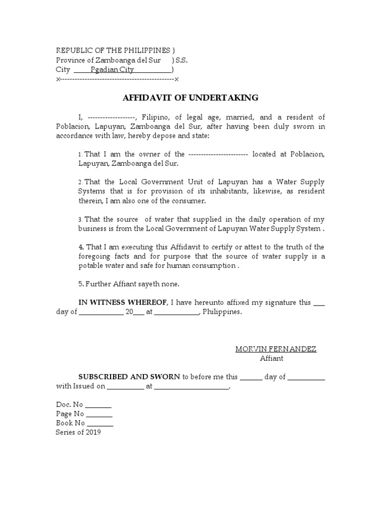 Affidavit of Undertaking 1 PDF