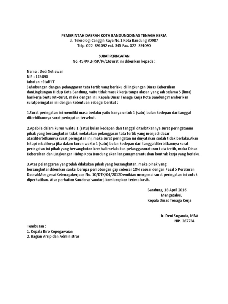 Contoh Surat Teguran Gudang Surat