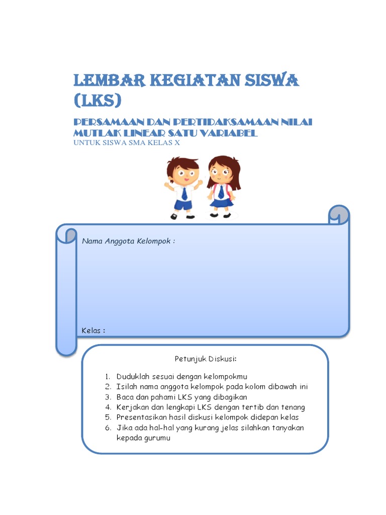Lks Persamaan Dan Pertidaksamaan Nilai Mutlak Linear Satu Variabel