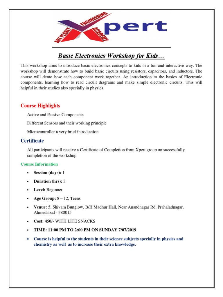 Kids' Basic Electronics Workshop | PDF | Passivity (Engineering ...
