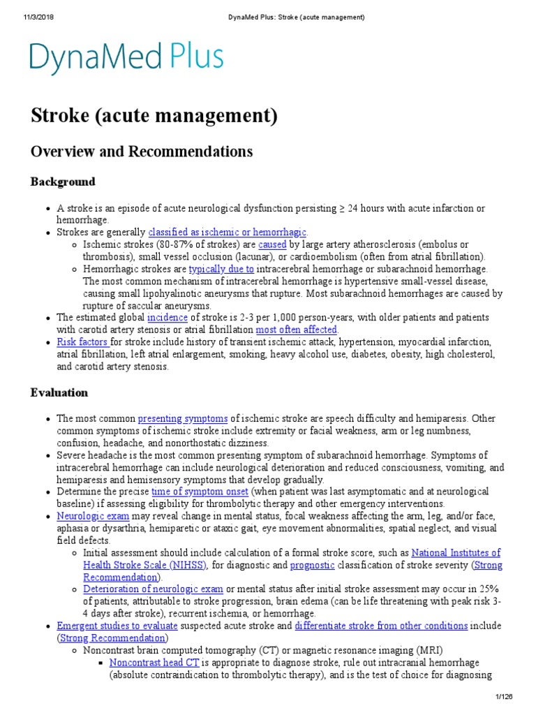 Acute Ischemic Stroke Management Guide | PDF | Stroke | Ischemia