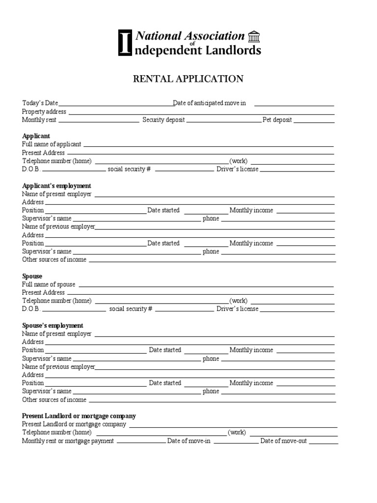 Rental Application Form Template | PDF | Landlord | Renting