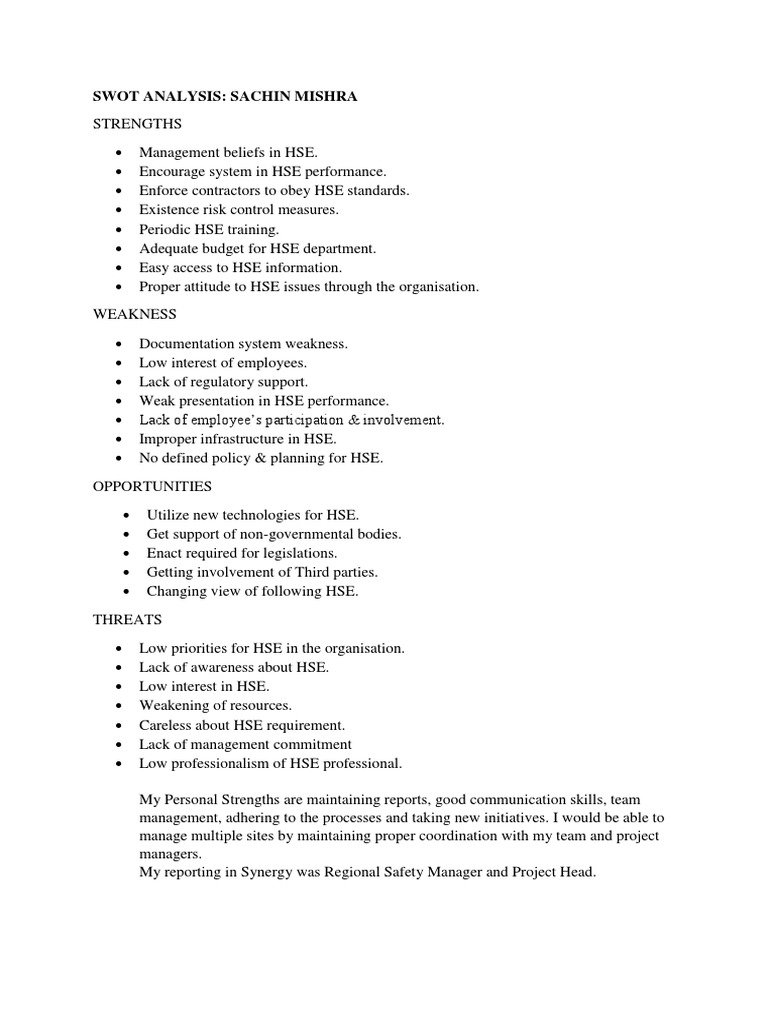 Swot Hse | PDF