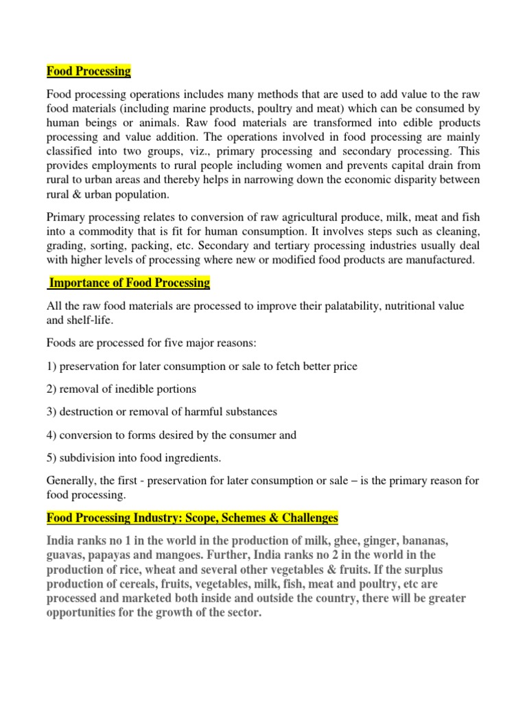 Importance and Scope of Food Processing | PDF | Food Processing | Foods