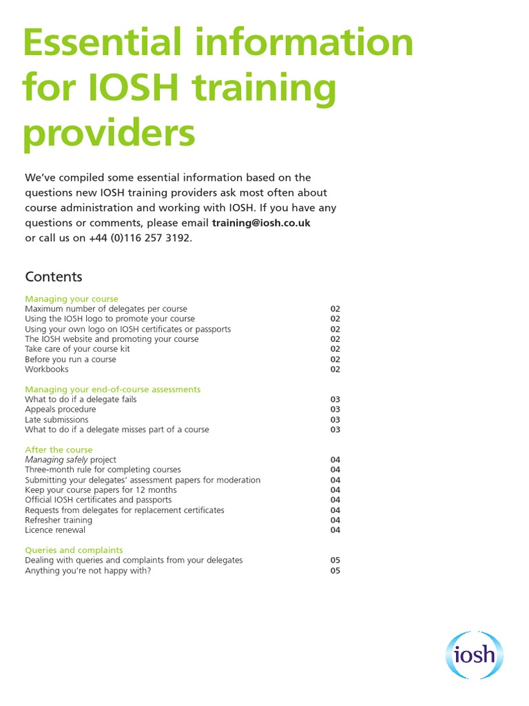 IOSH Training Provider Guide | PDF | Web Page | Websites
