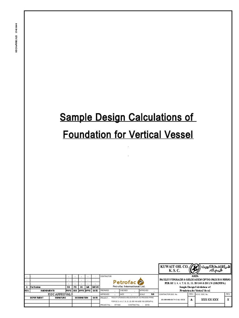 Sample Design Calculations of Foundation for Vertical Vessel ...