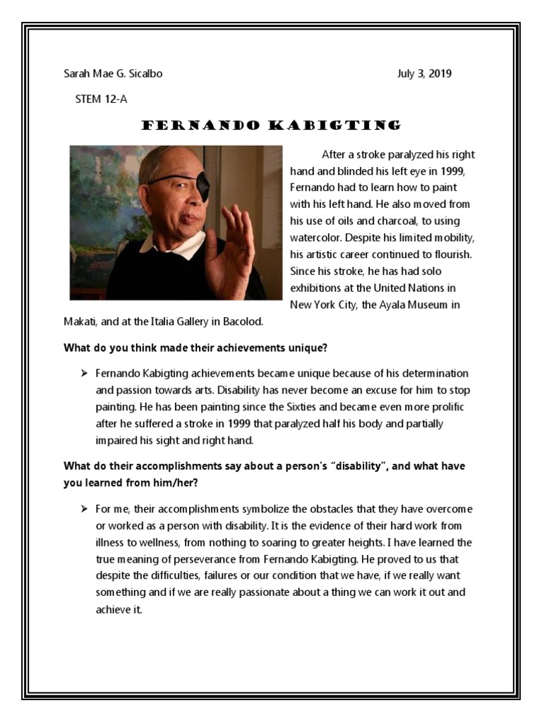 Fernando Kabigting PDF Disability