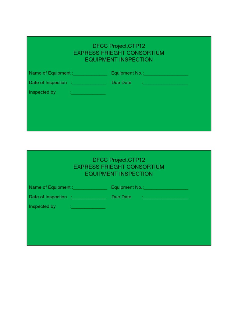 Equipment Inspection Report Template | PDF