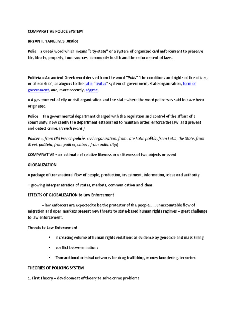 Comparative Police System2222 Pdf Police Criminal Justice