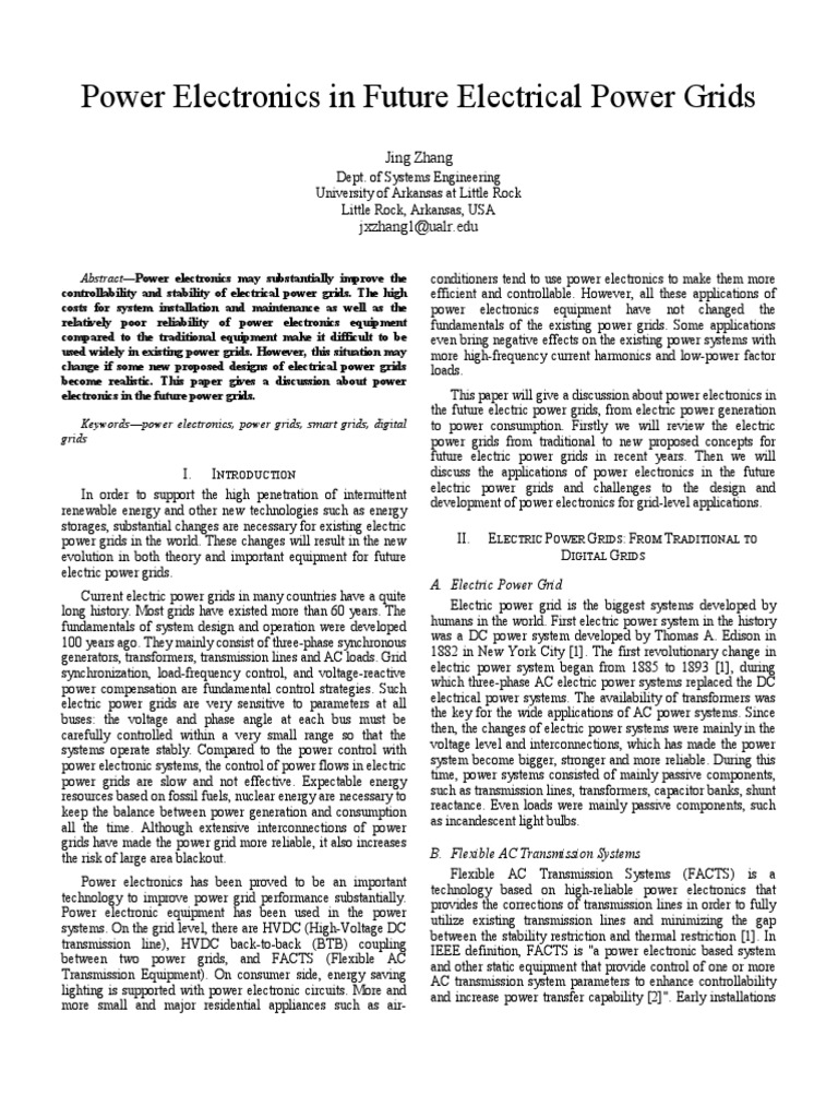 Power Electronics in Future Electrical Power Grids: Jing Zhang | PDF ...