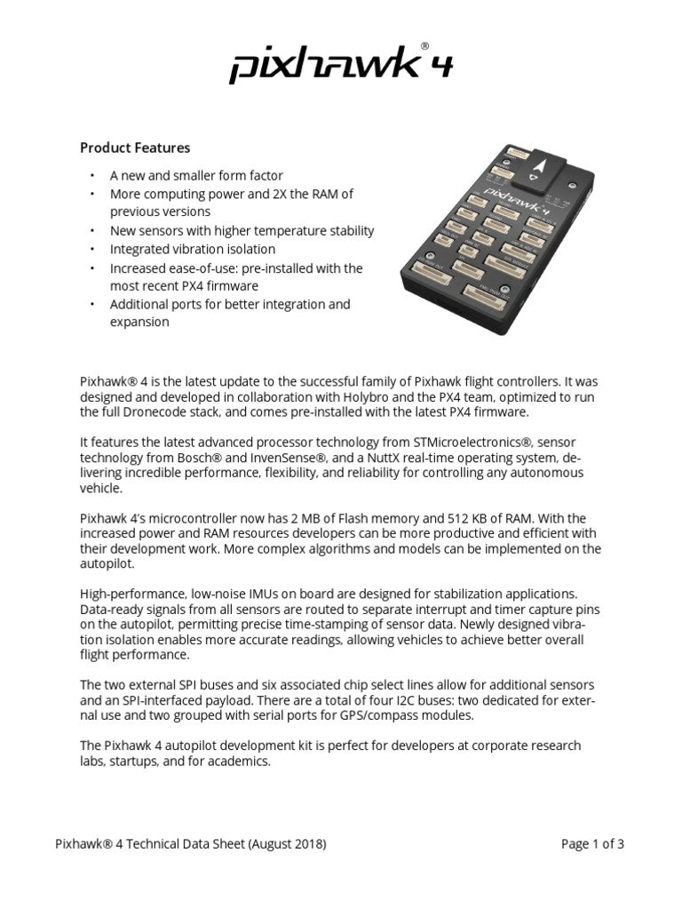 Pixhawk4 Technical Data Sheet PDF | PDF | Random Access Memory ...