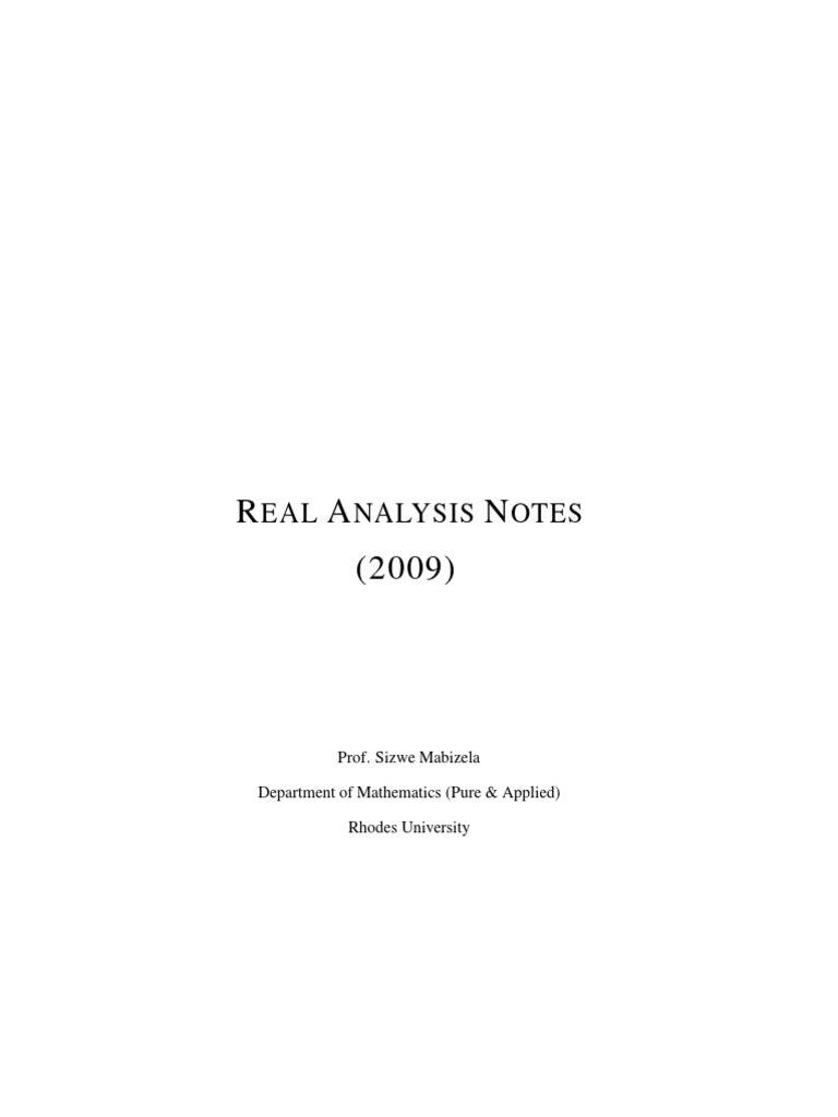 Real Analysis Notes by Prof. Mabizela | PDF | Mathematical Proof ...