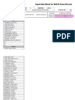 Learners' Names: Input Data Sheet For SHS E-Class Record