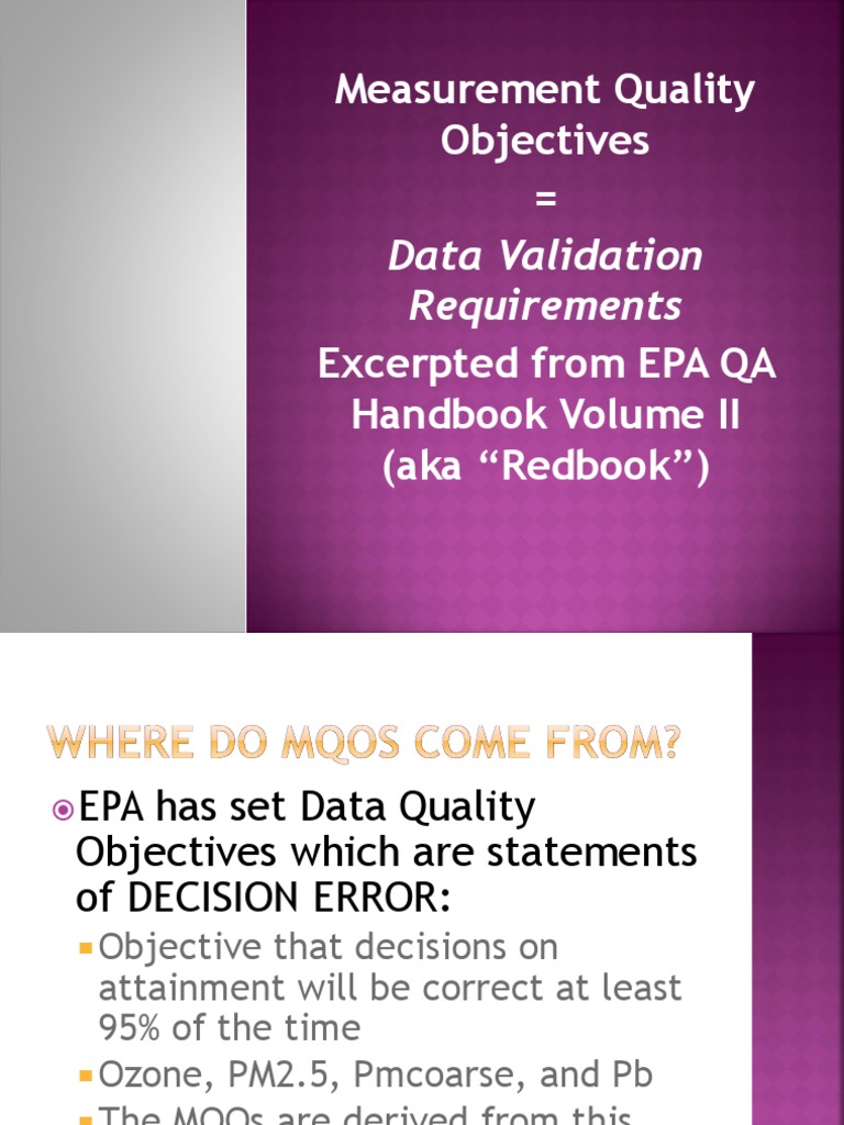 EPA Measurement Quality Objectives | PDF | Flow Measurement | Analysis