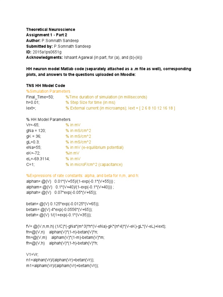 Hodgkin Huxley Neuron Model Pdf Membrane Potential Ion Channel