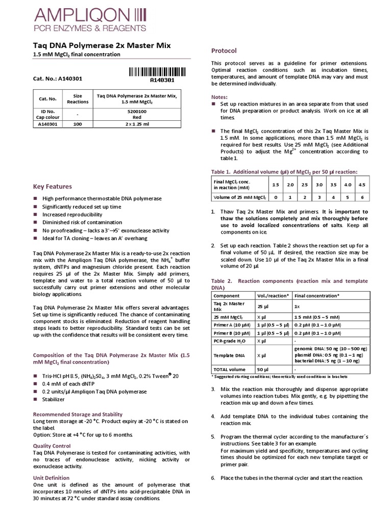 Ampliqon Iii Pdf Taq Polymerase Nucleic Acid Thermodynamics