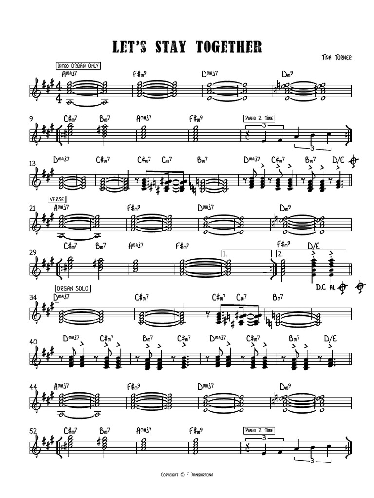 Let's Stay Together: AŒ Š7 F© 9 DŒ Š7 D 9 | PDF