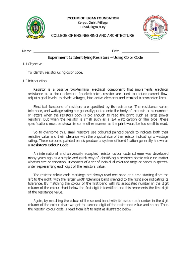Resistor Measurement Using Color Coding | PDF | Resistor | Engineering ...