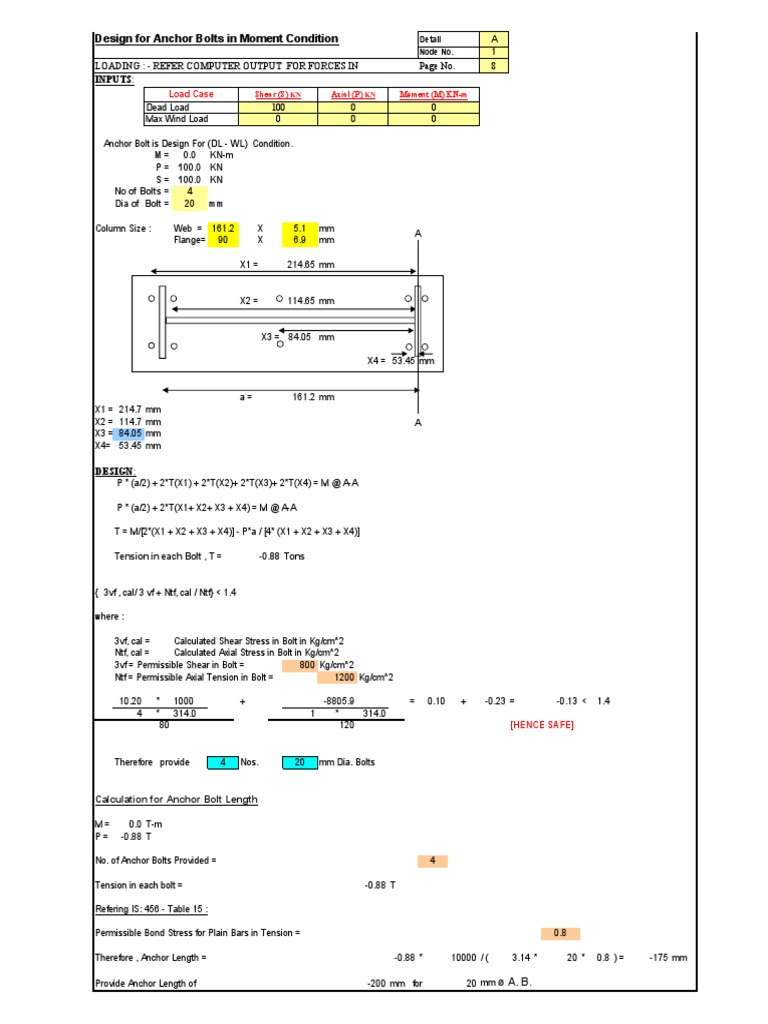 Anchor Bolt Design PDF Materials Civil Engineering