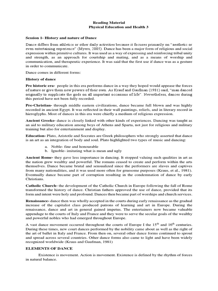 Grade 12 PE Dance History and Elements | PDF | Ballroom Dance | Dances