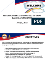 Regional Orientation On Bneo For Great Barangays Program JUNE 5, 2018