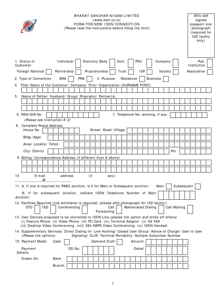 Official BSNL Landline Closure Form PDF Telephone Networks
