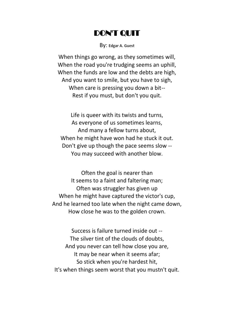 Dont Quit | PDF