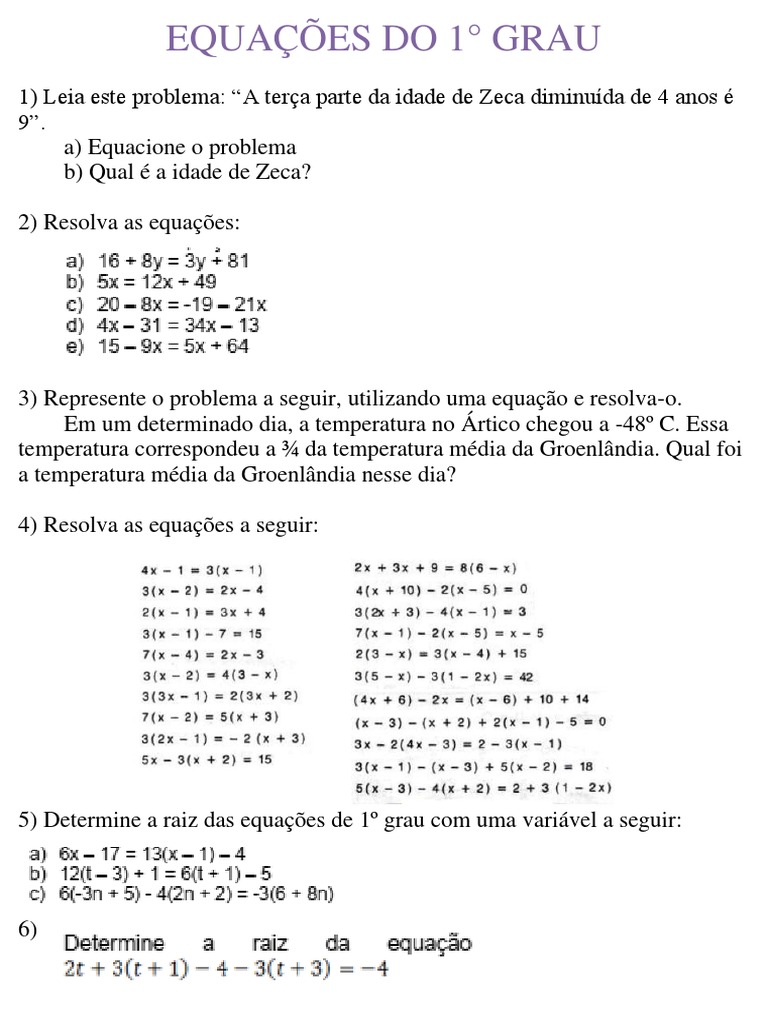 #13 Equações Do 1° Grau Questões | PDF