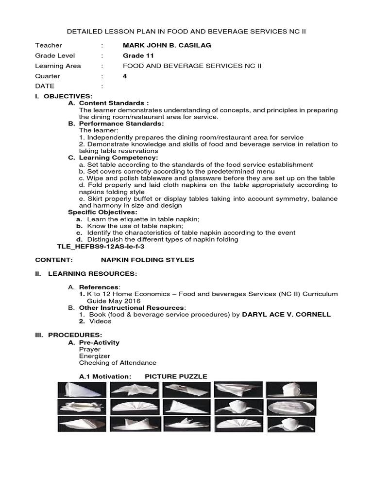 Hairdressing NC II CG Lesson Plan Learning