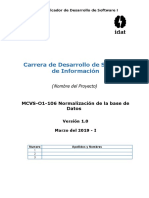 MCVS-O1-106 Normalizacion de La BD