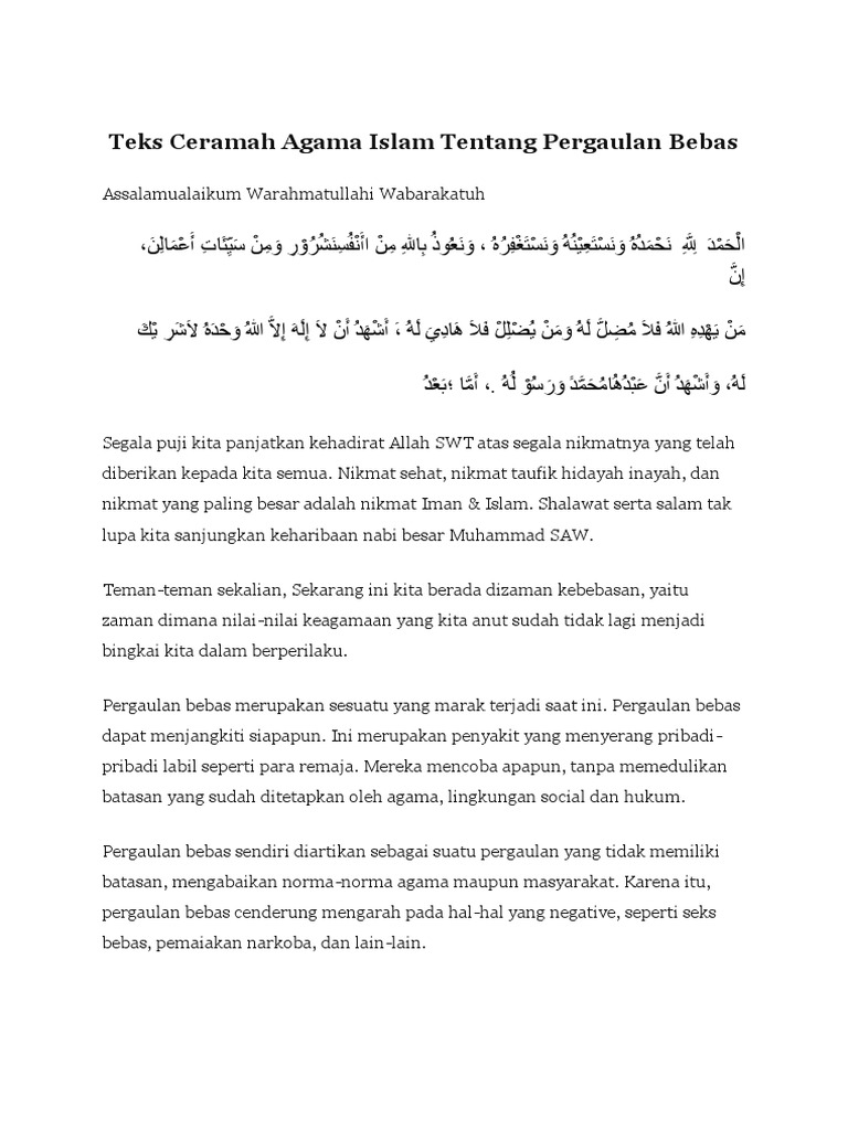 Teks Ceramah Agama Islam Tentang Pergaulan Pdf