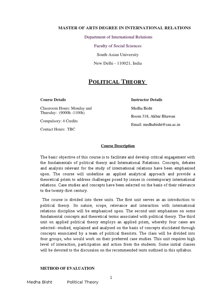 Political Theory in International Relations | PDF | International ...
