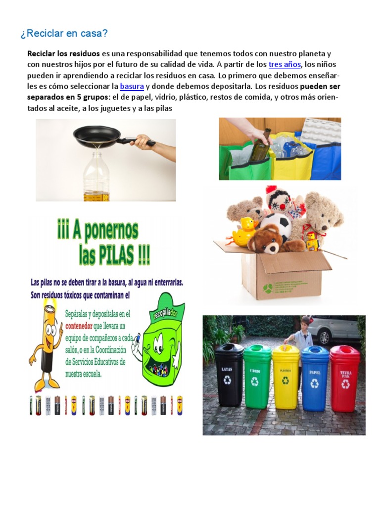 Reciclar, Cuidado Del Agua y La Basura | PDF | Residuos | Agua