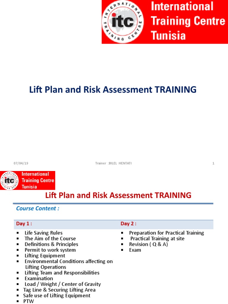 Lift Plan and Risk Assessment PDF Crane (Machine) Elevator