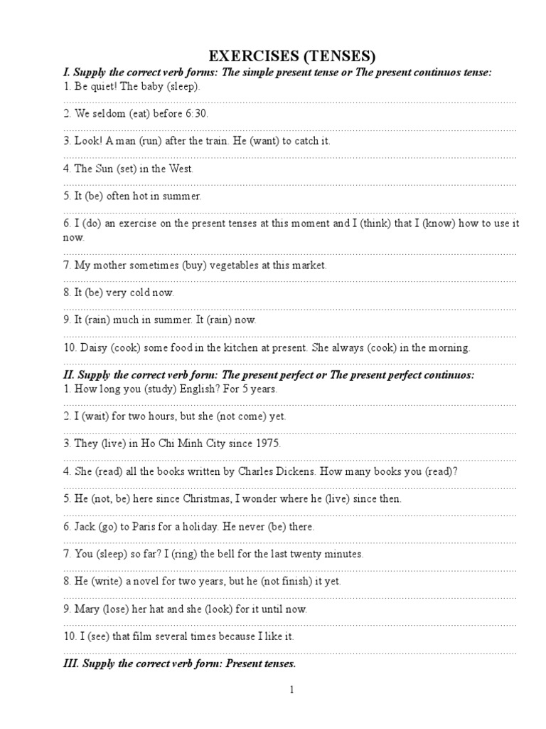 English Verb Tenses Practice | PDF