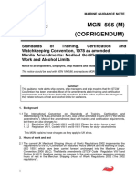 MGN 565 CORRIG STCW Manila Amendments Hours of Work Alcohol Limit