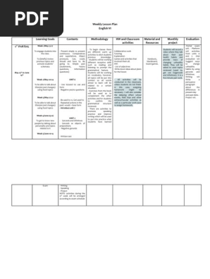 Weekly Lesson Plan VI