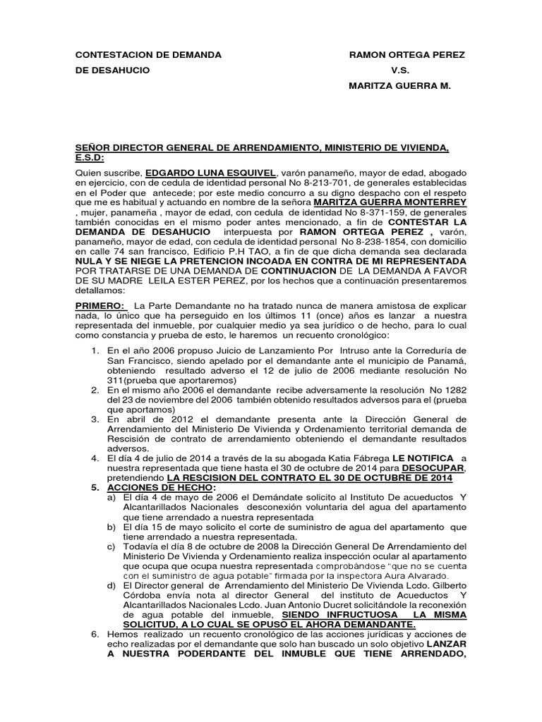 Contestacion de Demanda | Panamá | Justicia | Prueba gratuita de 30 ...