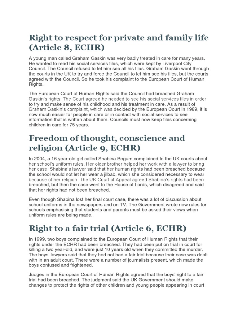 Case Studies On Human Rights | PDF | European Convention On Human ...