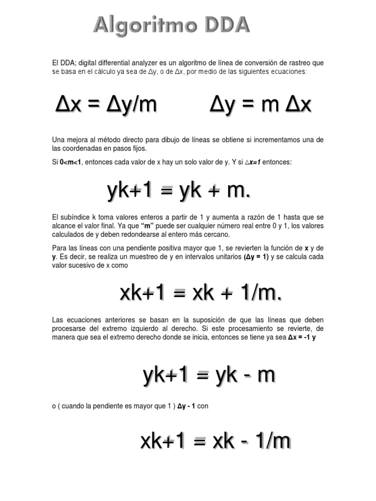 Algoritmo DDA | PDF | Muestreo (procesamiento de señal) | Pendiente