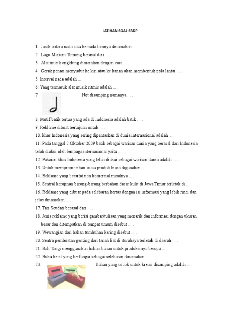 Soal Pas Sbdp