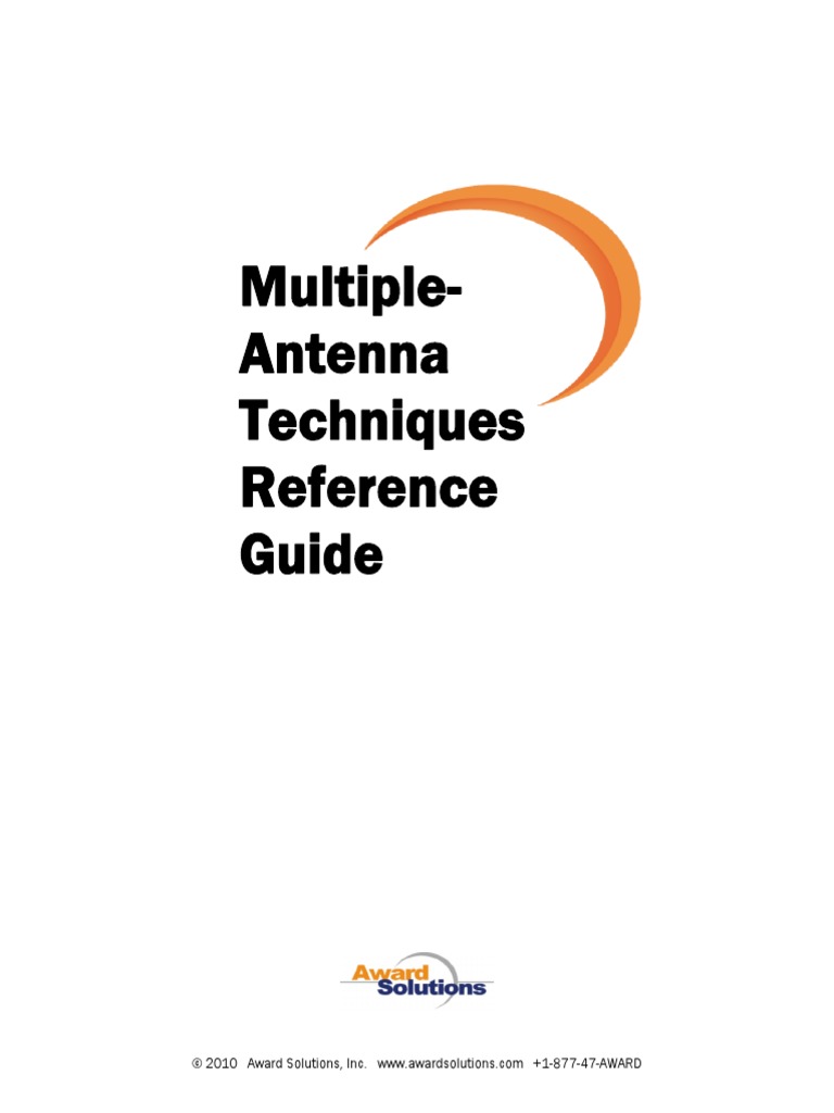Multiple Antenna Techniques RefGuide v1.0 PDF Mimo Antenna (Radio)