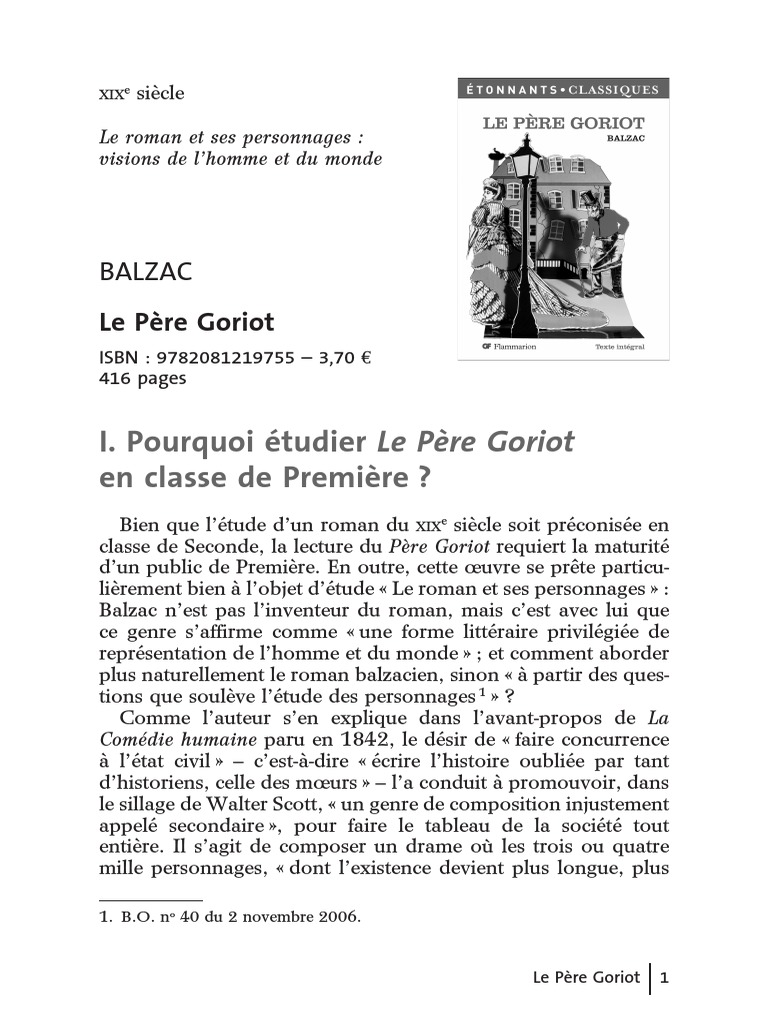 Le Père Goriot Résumé Chapitre Par Chapitre Pdf Fiche Pedagogique Le Pere Goriot | PDF | Honoré de Balzac | La Comédie  humaine