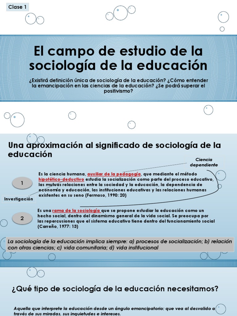 El Campo de Estudio de La Sociología de La Educación