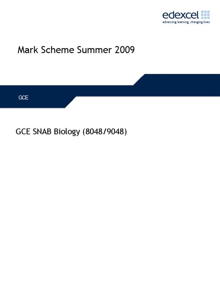 SNAB Biology - Mark Scheme June 09 | PDF | Genetic Engineering | Cell ...