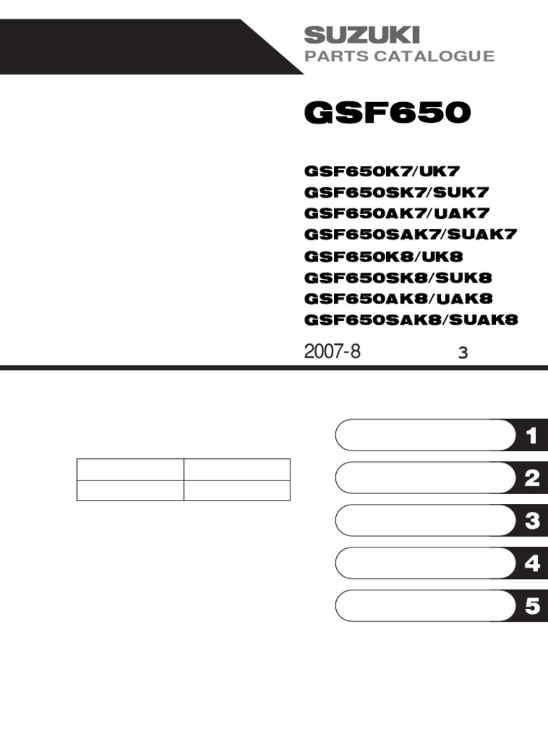 PARTES GSF650k8 PDF | PDF | Systems Engineering | Vehicle Parts